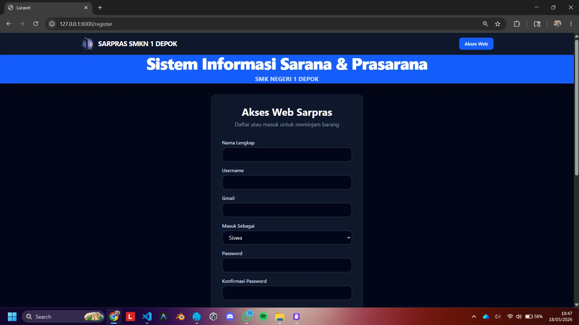 Sarpras School Asset Borrowing System